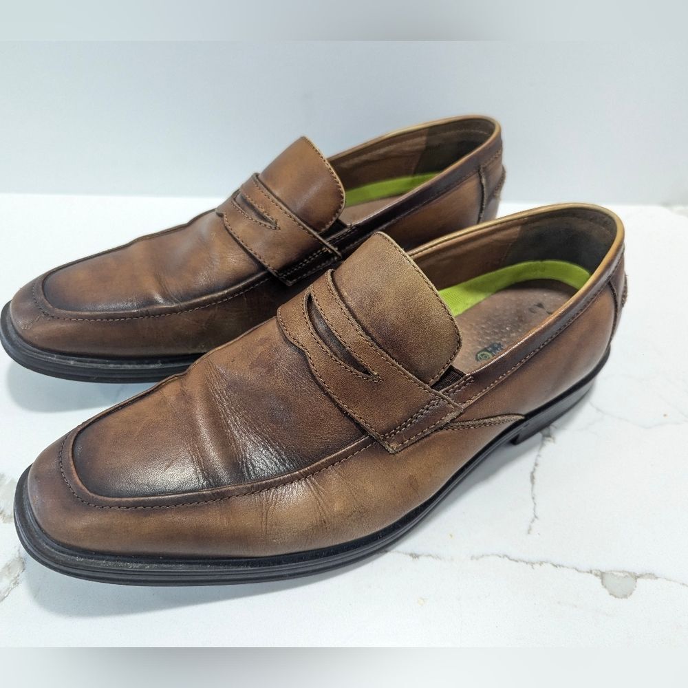 Florsheim Men's  Moc Toe Penny Loafer oxford leather brown dress shoes sz 10.5M